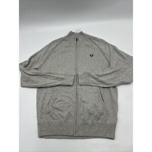 True Religion Brand Jeans Men’s Gray Zipper Sweater Size SMALL